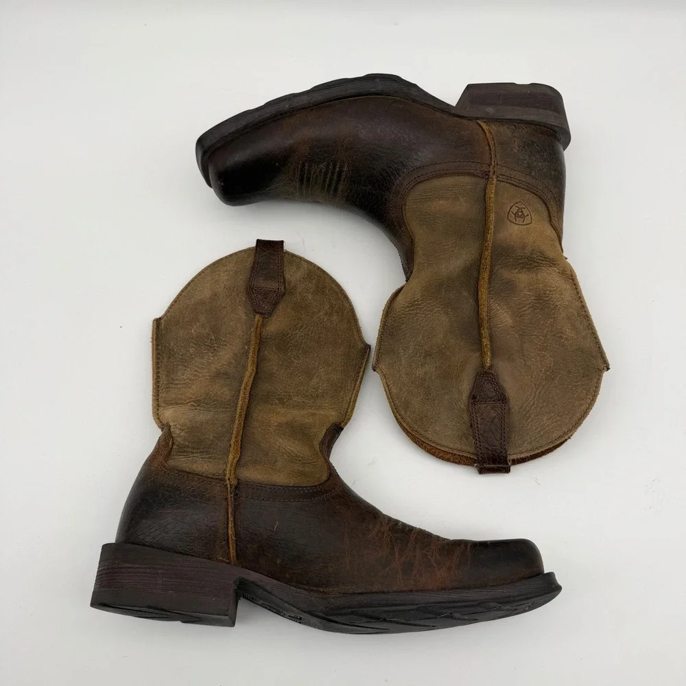 ARIAT Rambler Western Boots Mens 8D Brown Leather Distressed Square Toe Cowboy